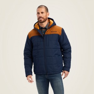 Navy Ariat Crius Hooded Insulated Jacket | 21HUYLDMZ