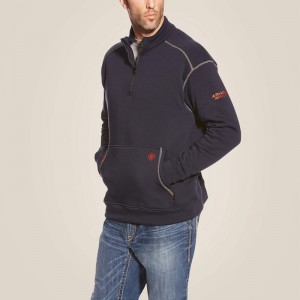 Navy Ariat Fr Polartec Fleece 1/4 Zip Top | 51WPCBAKI