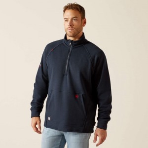 Navy Ariat Fr Primo Fleece 2.0 1/4 Zip Sweater | 43VNYJWIE