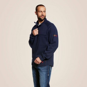 Navy Ariat Fr Rev 1/4 Zip Top | 79JAFWMYB