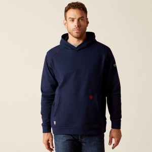 Navy Ariat Fr Solid Hoodie | 18QLSVNIH