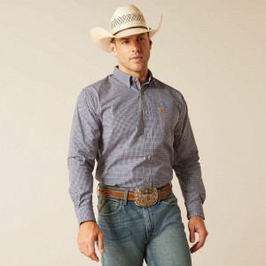 Navy Ariat Pro Series Reign Classic Fit Shirt | 56JLIKFNQ