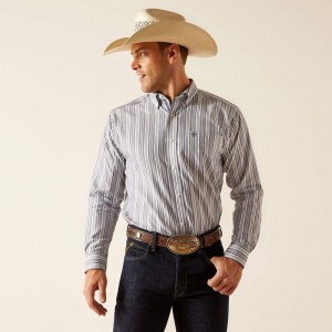 Navy Ariat Pro Series Ross Classic Fit Shirt | 65KBLVOTS