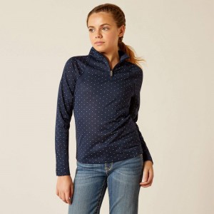 Navy Dot Ariat Sunstopper 3.0 1/4 Zip Baselayer | 31ZCPIART