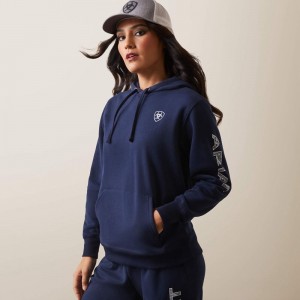 Navy Eclipse Ariat Logo Hoodie | 34QDCMAFV