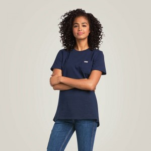 Navy Eclipse Ariat Rebar Cotton Strong | 85NHXMUWB