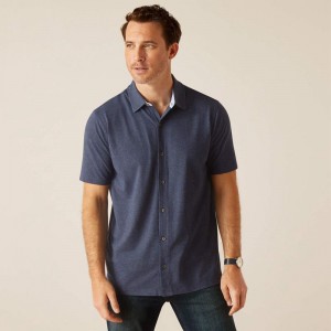 Navy Heather Ariat Ingleside Shirt | 53ZWBLDUI