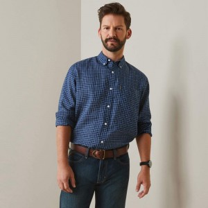 Navy Tattersal Ariat Sonoma Shirt | 38GWJZKIM