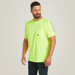 Neon Lime Ariat Rebar Heat Fighter T-Shirt | 96NHLYXDO