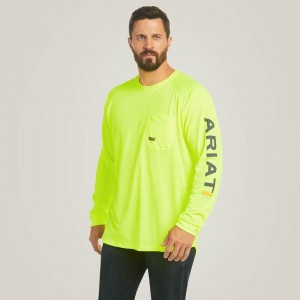 Neon Lime Ariat Rebar Heat Fighter T-Shirt | 69HDUKCVA