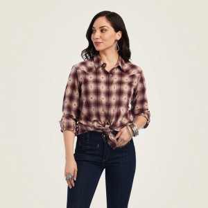 Nostalgia Rose Dobby Plaid Ariat Billie Jean Shirt | 40HQKBNJI