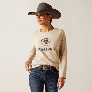 Oatmeal Ariat Serape Shield Tee | 75CLMIUSA