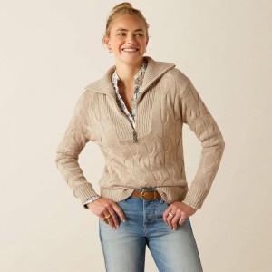 Oatmeal Heather Ariat Alamere Sweater | 24RJBYPMZ