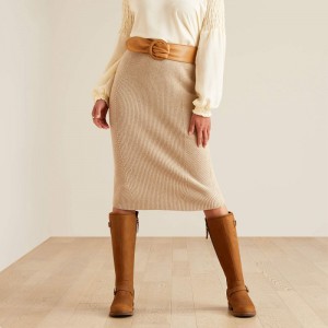 Oatmeal Heather Ariat Malvern Skirt | 08AXQOJNI