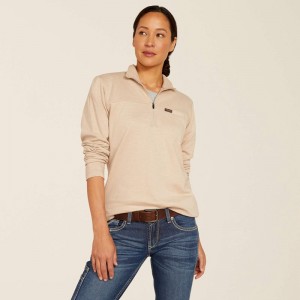 Oatmeal Heather Ariat Rebar Foundation 1/4 Zip Shirt | 83NQACVUI