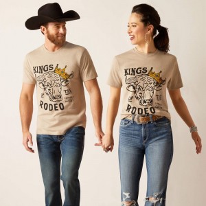 Oatmeal Heather Ariat Sendero King Cow T-Shirt | 73BZLGVSJ