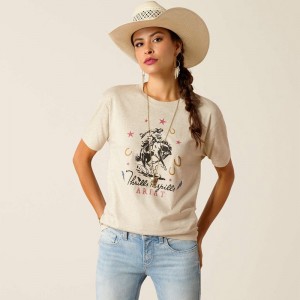 Oatmeal Heather Ariat Thrills N Spills T-Shirt | 62TMISQCG