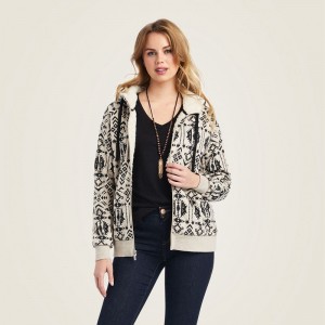 Oaxaca Print Ariat Real Sherpa Full Zip Hoodie | 02WFQKPAC