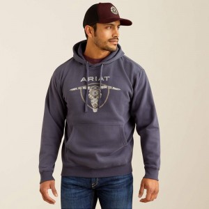 Odyssey Grey Ariat Southwestern Longhorn Hoodie | 07ZONPJHV