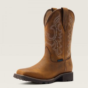 Oily Distressed Tan Ariat Unbridled Rancher Waterproof Western Boot | 32PHYTLGK