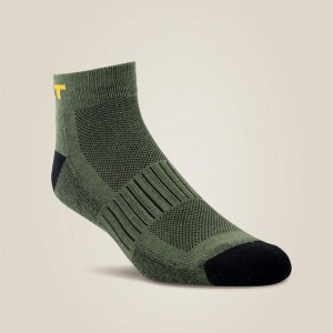 Olive Ariat High Performance Quarter Crew Tek Work Sock 3 Pair Pack | 10VEFMPUC