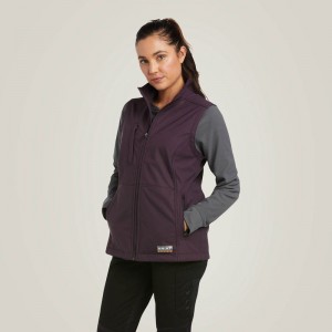 Plum Perfect Ariat Rebar Stretch Canvas Softshell Vest | 57DSFPXTZ