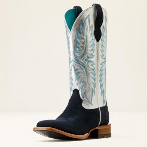 Polo Blue Roughout/Electric Silver Ariat Frontier Calamity Jane Western Boot | 46EDMUXQH