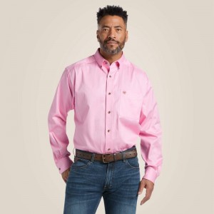 Prism Pink Ariat Solid Twill Classic Fit Shirt | 74QMDLIOX