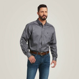 Quiet Shade Ariat Team Logo Twill Classic Fit Shirt | 10LSGTNEQ