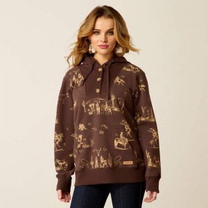 Ranchin Print Ariat Ranchin Hoodie | 19QEXSAGT