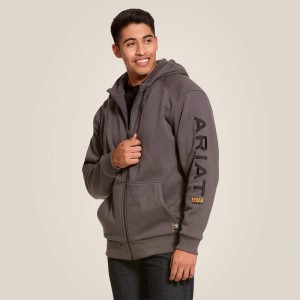 Rebar Grey Ariat Rebar All-Weather Full Zip Hoodie | 72UGRMZYB