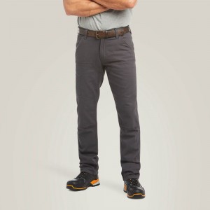 Rebar Grey Ariat Rebar M4 Low Rise Durastretch Made Tough Double Front Stackable Straight Leg Pant | 32JCXEAYK