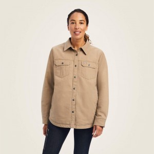 Rebar Khaki Ariat Rebar Classic Canvas Shirt Jacket | 07TWKIANC