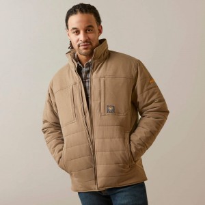 Rebar Khaki Heather Ariat Rebar Valiant Stretch Canvas Water Resistant Insulated Jacket | 09FPCRAYK