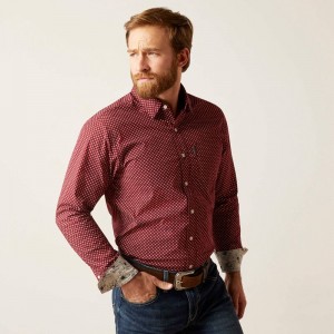 Red Ariat Macoy Stretch Modern Fit Shirt | 09RKQMZAS