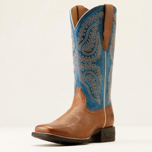 Roasted Peanut/Regatta Blue Ariat Cattle Caite Stretchfit Western Boot | 01PNKILOU