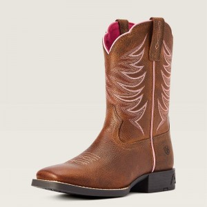 Rowdy Brown Ariat Bk Youth Firecatcher Western Boot | 04HVKUEYA