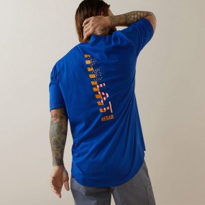 Royal Blue /USA Ariat Rebar Workman Logo T-Shirt | 45KULFOMN