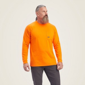 Safety Orange Ariat Rebar Cotton Strong T-Shirt | 46QNVHTUA