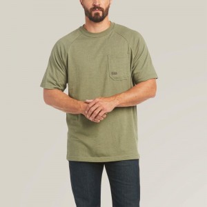 Sage_Heather Ariat Rebar Cotton Strong T-Shirt | 84TEUSQAI