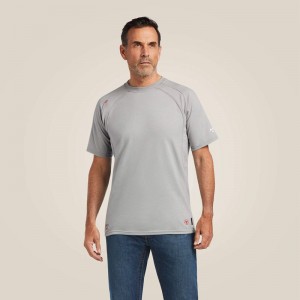 Silver Fox Ariat Fr Work Crew T-Shirt | 46KDRGQVE