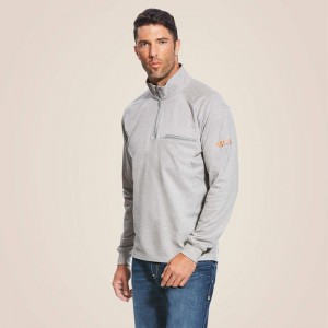 Silver Fox Heather Ariat Fr Rev 1/4 Zip Top | 02CAYNGOZ