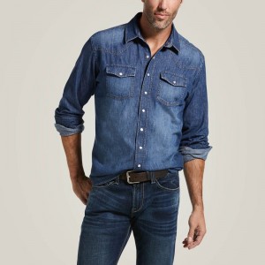 Stone Ariat Denim Retro Fit Shirt | 35GIWYDZO