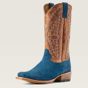 Stone Blue Roughout Ariat Futurity Showman Western Boot | 85IYGMPRB