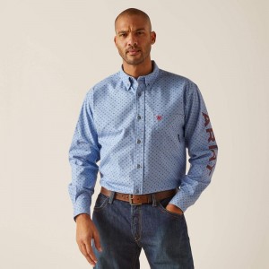 Stratosphere Blue Ariat Fr Gunner Logo Durastretch Work Shirt | 07ZCURSEH