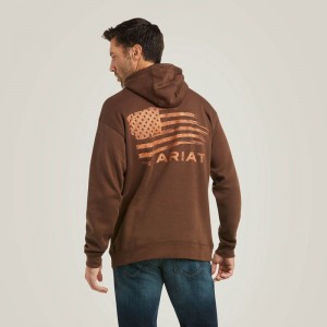 Tan/Dk Brown Ariat Patriot 2.0 Sweatshirt | 45VJKSTRH