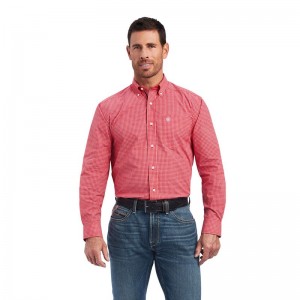 Tango Red Ariat Pro Series Nevin Stretch Classic Fit Shirt | 48RQBCENY