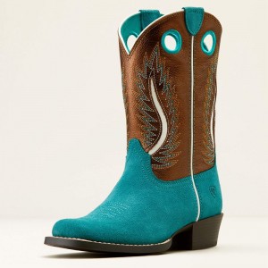 Teal Suede/Gilded Mocha Ariat Bk Futurity Fort Worth Western Boot | 71RKEINDB