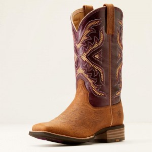 Tooled Toasted Almond/Aged Merlot Ariat San Angelo Venttek 360 Western Boot | 43KLYXRTS