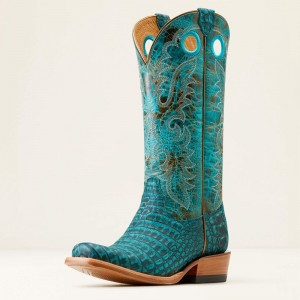 Turquoise Sueded Caiman Belly/Amazonite Ariat Futurity Boon Western Boot | 94DRPJNQB